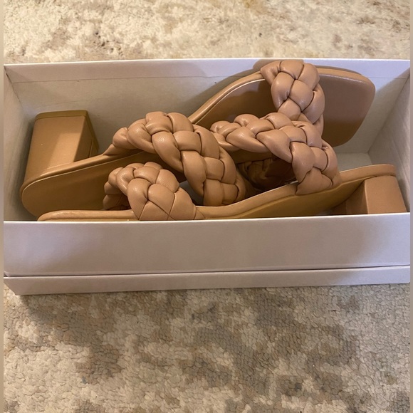 Apricot Braided Slip-On Sandal/Heels - Picture 9 of 14